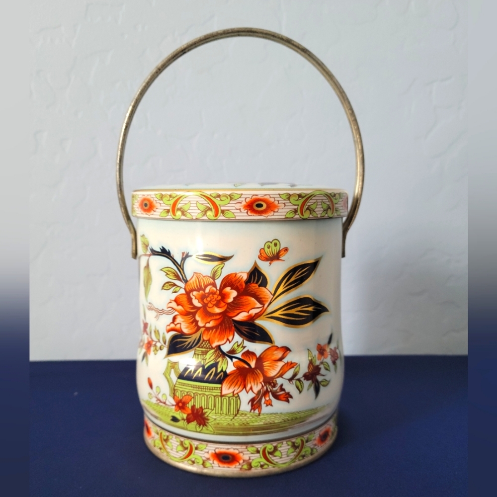 Vintage Floral Daher England Tea Tin, Retro Storage Tin, Vintage Floral Decorati